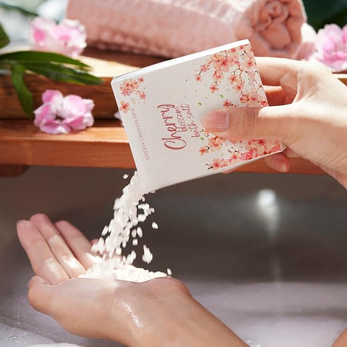 Green Canyon Spa Gifts Baskets for Women, 11pcs Cherry Blossom Spa Relaxing Gift Bags Sets with Shower Gel, Body Lotion, Christmas Birthday Gifts for Her, Mothers Day Gifts