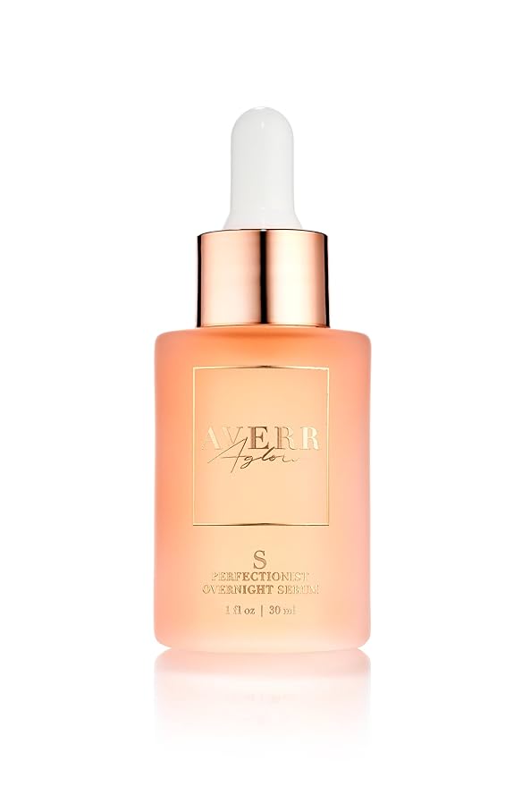 Averr Aglow Perfectionist Overnight Serum, Organic Skincare Solution, Facial Night Serum