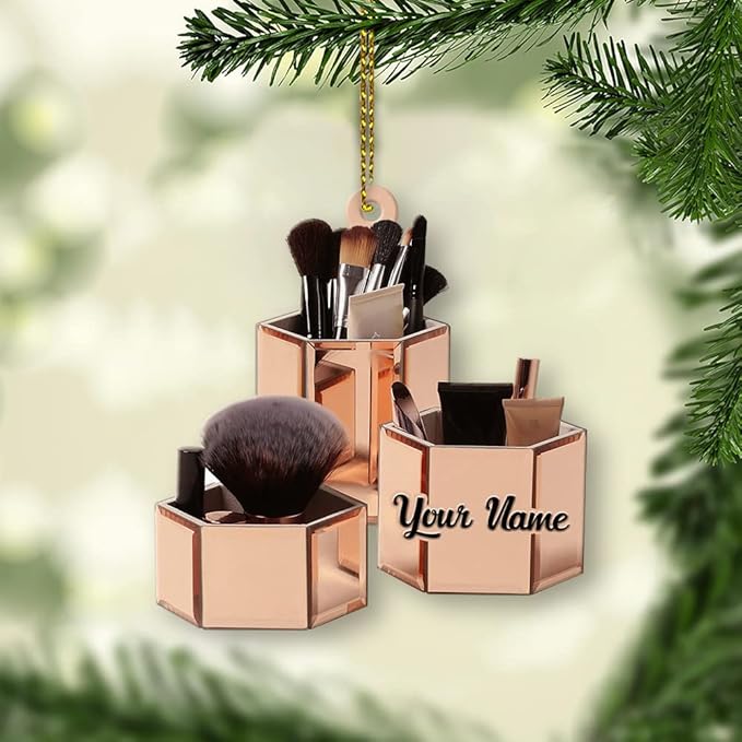 Personalized Name Makeup Box Shape Flat Ornament Makeup Ornament Girl Makeup Artist Christmas Ornament Makeup Stylist Ornament 3