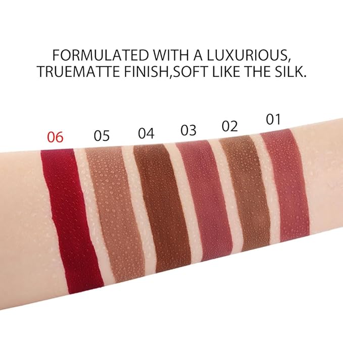 evpct 1Pcs Dark Sexy Red Matte Liquid Lipstick Lip Gloss Glossy Set for Black Women 24 Hour Silky Velvet Lipstick labiales matte larga duracion mate 24 horas originales 06#