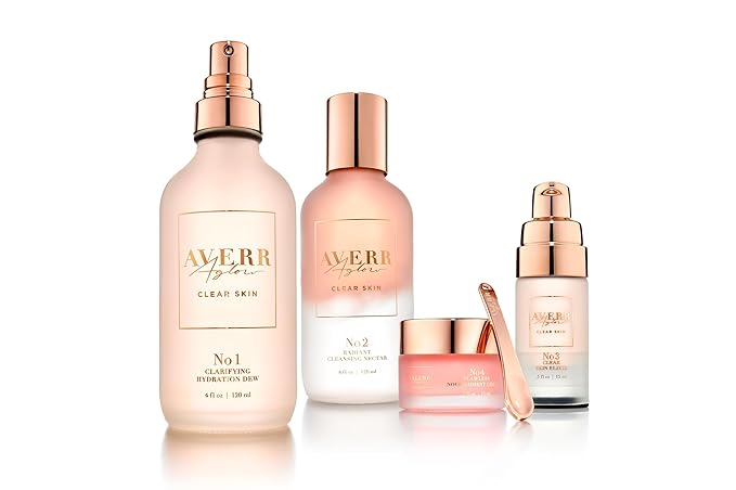 Averr Aglow - Clear Skin Kit - Acne Treatment - Dark Spot Remover - Blemish & Redness Control - Hydrating & Moisturizing - Rich in Minerals, Antioxidants & Vitamin A, C, D & E - Skin Care - 4 pc Set