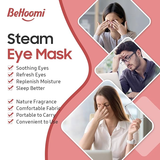 Steam Eye Mask, 10 Packs Heated Eye Mask, Self Heating Disposable SPA Warm Compress for Eyes Sleep Mask, Soothing Moist Heat Eye Masks, Travel Essentials & Relaxation Gifts (Rose Scent)