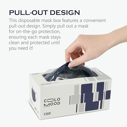 CSD Colo 50 Pcs Navy Blue Disposable Face Masks, 3 Ply Adult Mask with Elastic Ear Loop, Nose Bridge Clip, Breathable Comfortable Mask Great for Indoor, Outdoors Use (Denim Blue)