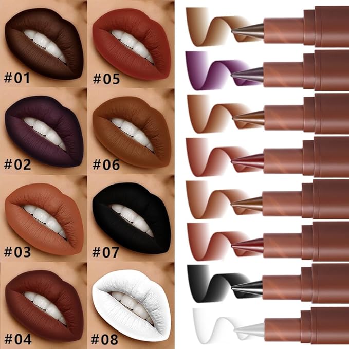 AMY'S DIARY Mocha Matte Crayon Lipstick Lip Makeup, Precision Tip Matte Lip Crayon, Longwear Up To 24Hrs, Lead The Way,Smudge Waterproof for Women Smudge Waterproof for Women (5#, 1 pc)