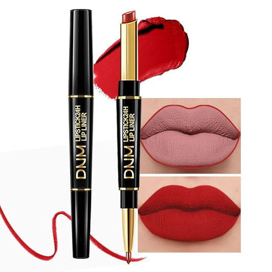 evpct 1Pcs Ruby Red Lip Liner and Lipstick Set Kit for Women Matte Lips Kit with Lip Liner Lip Stains Long Lasting Waterproof 24 Hour Lipstick and Lip Liners Combo Lipliners Pencil Set 14#