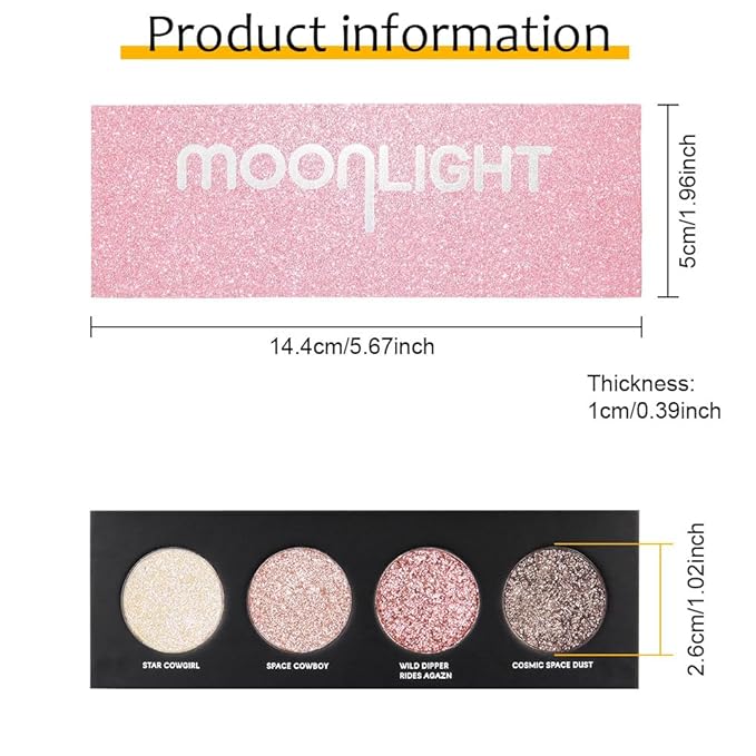 4 Colors Highlight Pink-Purple Eyeshadow Palette, SHANY Cosmetics Shimmer Palette, Cruelty-Free and Vegan Formula, Glitter Eyeshadow for Professional Makeup