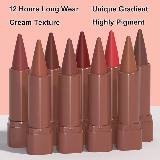 2-in-1 Gradient Brown Lip Liner & Lipstick, Dark Brown Maroon Waterproof Long Lasting Matte Lip Liner Pencil, Makeup Smudge proof lip liner with Cone Tip (05#-Dark Brown)