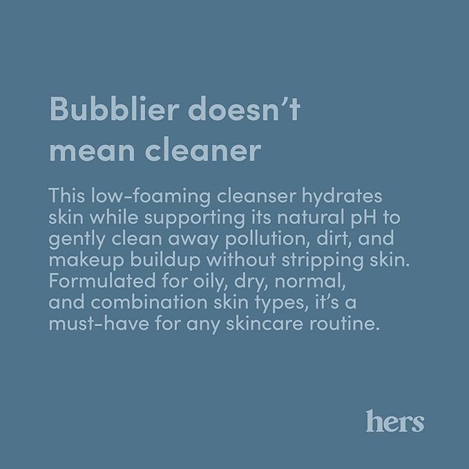 hers Clear Waters Hydrating Cleanser - Squalane Cleanser Face Wash for All Skin Types - Contains Hyaluronic Acid, Squalane, and Green Tea Extract - 6.8 fl Oz