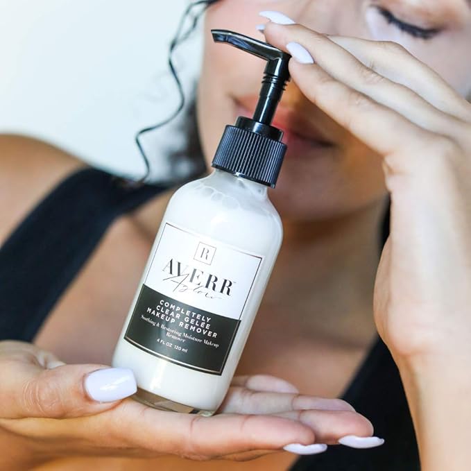 Averr Aglow Completely Clear Gelée Makeup Remover, Face Care, Boost Collagen, Calm Skin, Natural Plant Based Solution Facial Cleanser, Removes Waterproof Makeup