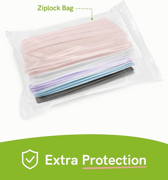 FriCARE Disposable Face Masks, 3-Ply ASTM Level 3 Medical Grade, FSA/HSA Eligible, Breathable & Comfortable for Allergy/Sun Protection, 50 Pack Twilight Harmony