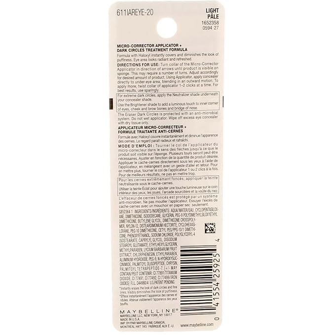 Maybelline Instant Age Rewind Eraser Dark Circles Treatment Concealer, Light 0.2 oz (Pack of 6)