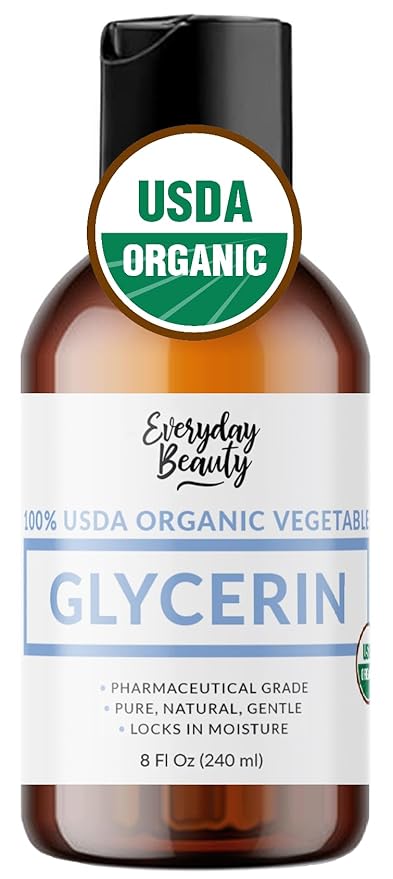 Everyday Beauty 100% Organic Glycerin - USDA Certified - Perfect for DIY Beauty Products, Crafts, and Formulations - Derived From Coconut - Skin and Hair Moisturizer for Deep Hydration - 8 Fl Oz