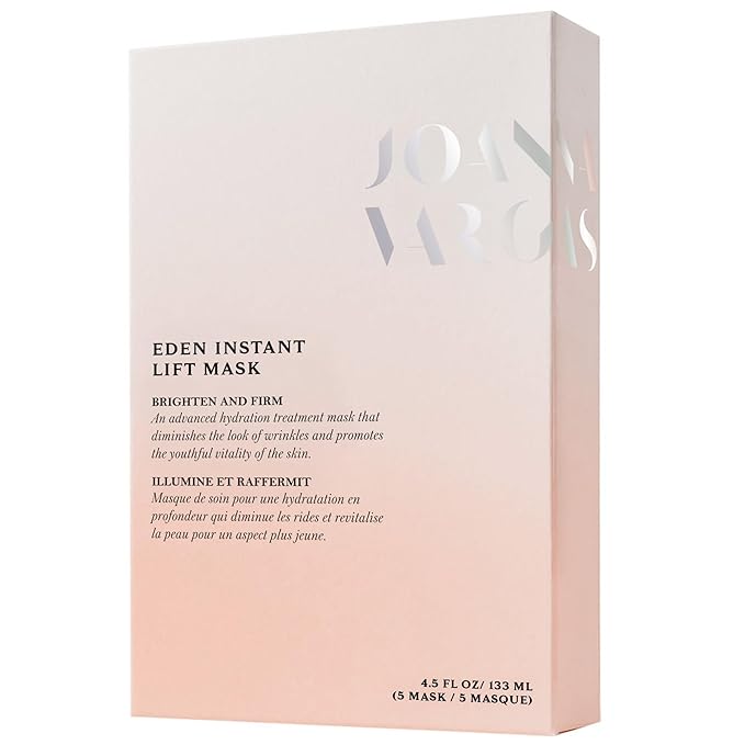 Joanna Vargas Eden Instant Face Lift Facial Mask – Hydrating Collagen Sheet Mask for Glowing Skin – Firming Face Mask with Hyaluronic Acid – Anti Aging Facial Mask for Women – 5 sheets