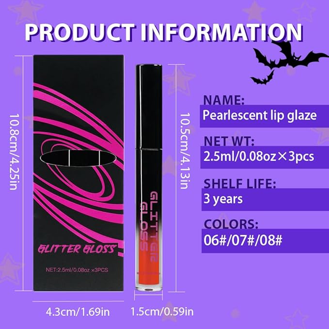 Gray Black Green Red Metallic Lipstick for Women,Glitter Sparkling Liquid Lipstick,Long Lasting Waterproof Lightweight Non-Drying Bold Dark Lip Gloss for Gothic Stage Makeup,Vegan