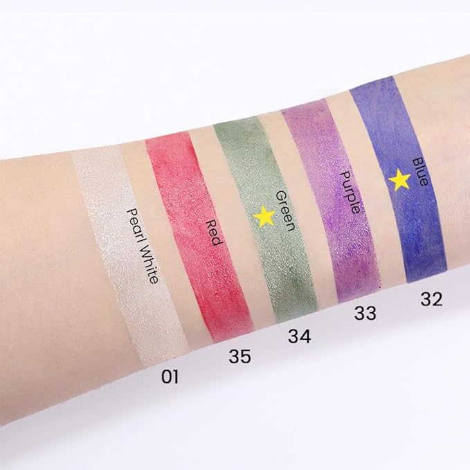 evpct 2Pcs Cream Eyeshadow Sticks Set for Eyes Waterproof, Blue Shimmer & Green Shimmer Matte Eye shadow Stick Pencil Pen Bulk sombras en crema para ojos 32+34