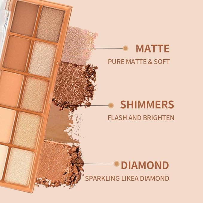 10 Colors Nude Brown Eyeshadow Palette – High Pigment Matte & Shimmer Eyeshadow Palette for Mature Women, Neutral Long-Lasting Waterproof Eye Makeup, Blendable & Cruelty-Free Silky Texture 02#