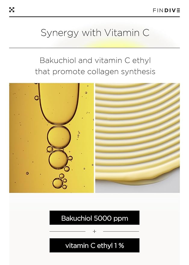 FINDIVE OFFICIAL Bakuchiol Ampoule In Mask, 5,000ppm Bakuchiol, Plan-Based Retinal Alternative, Vitamin C Ethyl, Adenosine, Panthenol, Brightning mask, Anti-aging mask, 6.76fl.oz