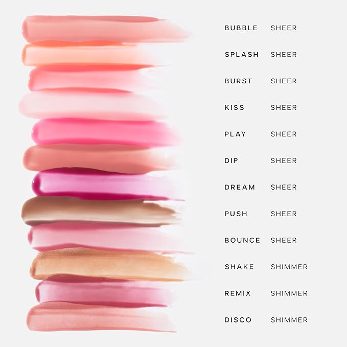 Saie Glossybounce - Hydrating Lip Gloss and Tinted Lip Oil Hybrid with Hyaluronic Acid & Jojoba Oil for Non-Sticky, Ultra-Shiny, Plump & Soft Lips - Everyday Makeup Essential - Bubble (.17 oz)