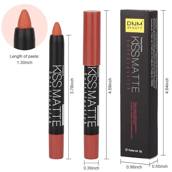 BINGBRUSH 3 Colors Longwear Lipstick Pack Set, Matte Color Stick Ultimate Lip Crayon for Makeup Collection - Nourishing Waterproof Velvet Lipgloss Lip Stain (08# 17# 19#)