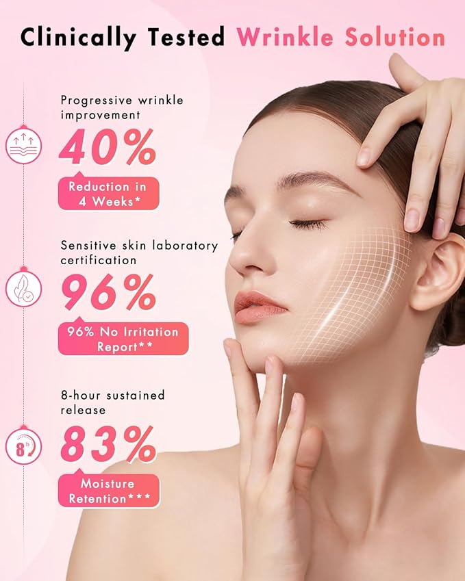Forehead Wrinkle Patches & Smile Line Patches, Overnight Facial Wrinkle Treatment with Hyaluronic Acid, Aloe, Collagen & Vitamin E to Lift Smile Lines for Women 36pcs with Neck Firming Cream