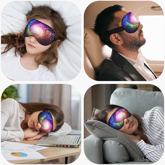 Starry Sky Silk Sleep Mask Mysterious Interstellar Universe Shining Soft Eye Shade Cover for Men Women Boy Girl Airplane Travel with Elastic Strap