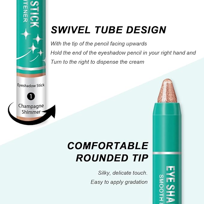 4Pcs Eyeshadow Stick, Cream Eye Shadow Brightener Sticks Set for Eyes, Champagne Pearl Taupe Bronze Cocoa Stone Putty Smoky Amethyst Shimmer Matte Pencil Eye Eye Liner Makeup Waterproof (4PCS B)