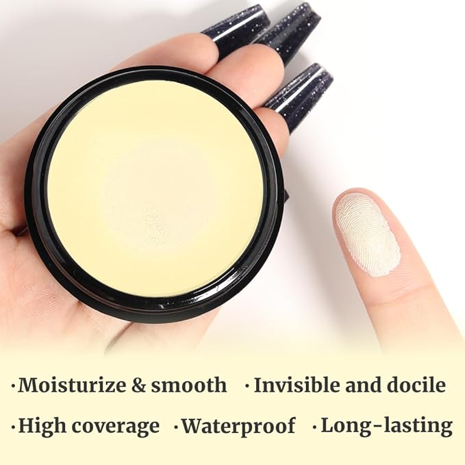 Kaely Pot Concealer Full Coverage, Under Eye Brightener Color Correcting Concealer for Dark Circles, Waterproof Foundation Face Makeup, Eye Ring Corrector de ojeras, 10 Yellow