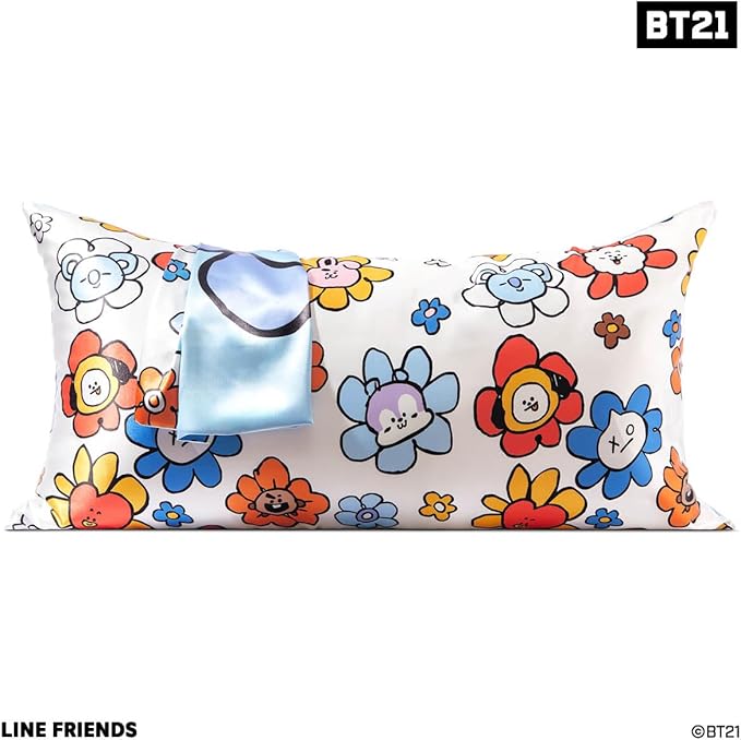 Kitsch x BT21 (Koya) Satin Pillowcase with Zipper for Hair & Skin - Softer Than Silk Pillow Cases, Smooth Cooling Pillow Cover, Wrinkle-Free, Machine Washable, King Size (19x36)