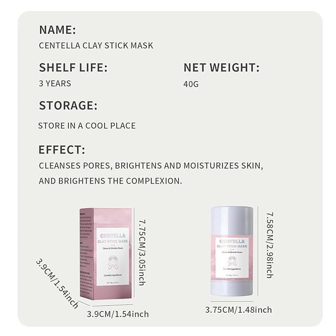 Centella Clay Stick Mask, Purifying Clay Face Mask for Blackhead Remover & Pore Cleanser, Oil Control Moisturizing & Soothing Cleansing Facial Mask Skin Care, For All Skin Types
