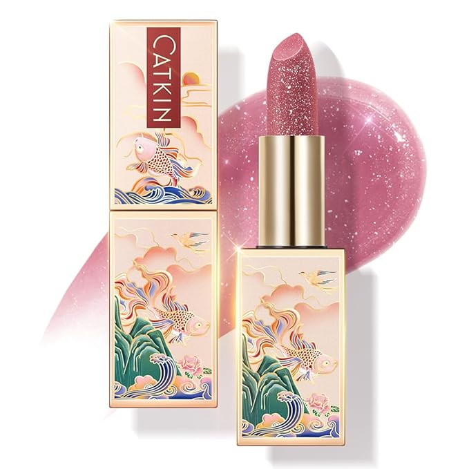 CATKIN Tinted Lip Balm Glitter Lip Stain Ultra Hydrating Lip Moistrurizer Lip Care with Vitamin E Nourishing For Cracked & Dry Lips 0.12 oz C14 Unicorn - Plum