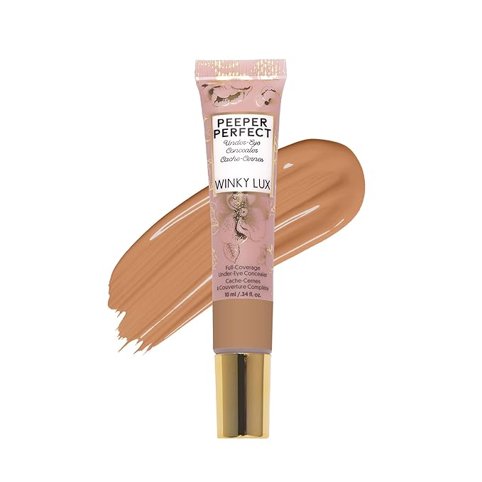 Winky Lux Peeper Perfect Under Eye Concealer, Makeup & Eye Brightener, Full Coverage Concealer for Dark Circles, Color Corrector & Eye Primer With Collagen, Hyaluronic Acid & Vitamin E (Golden Medium)