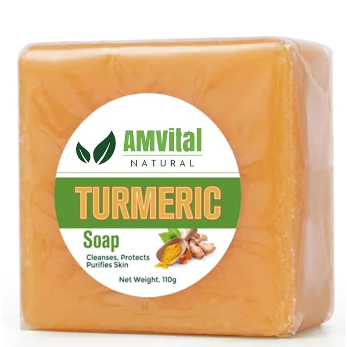 AMVital Turmeric Soap Bar for Face & Body, Smooth Skin, Natural Handmade Soap (Pack of 4)