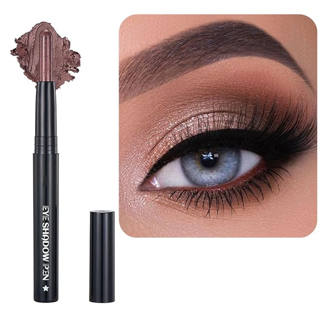 Caramel Eyeshadow Stick Makeup, Cream Shimmer Eye Shadow Pencil, Hypoallergenic Waterproof Long Lasting Crayon, Smooth Glitter Primer Palette Eyeliner Make up