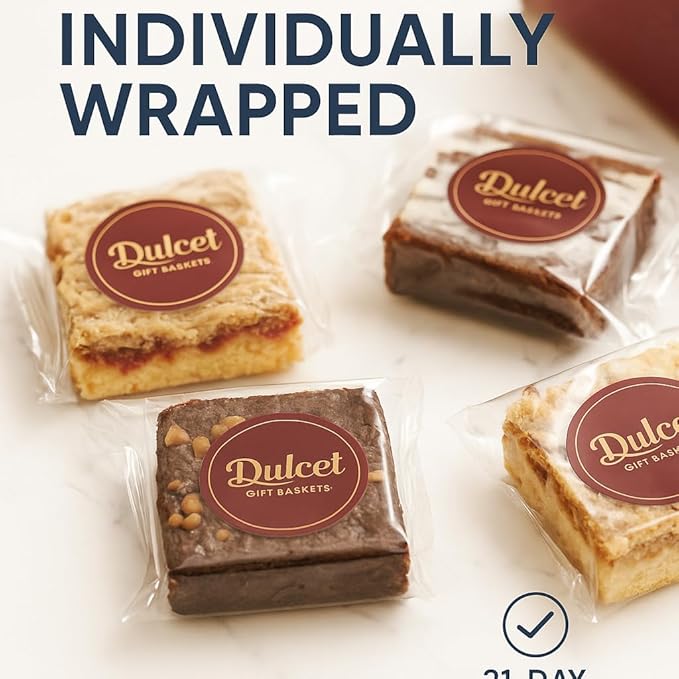 Dulcet Gift Basket – Premium Freshly Gourmet Baked Goods – Gift Basket for All Types of Special Occassions - Assorted Variety of Tastes with Delicious Brownies, Crumb Cakes Rugelah, and Muffins.