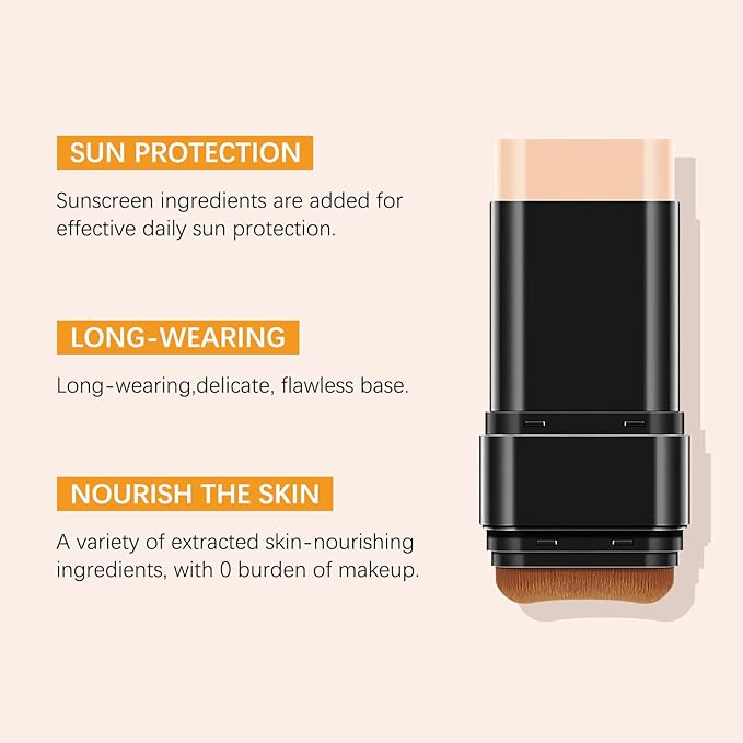 3-in-1 Anti-wrinkle Long-Lasting Hydrating Foundation Stick, Concealer, Multi-Use Coverage Cream, Natural Matte Finish for All Skin Types (Medium)