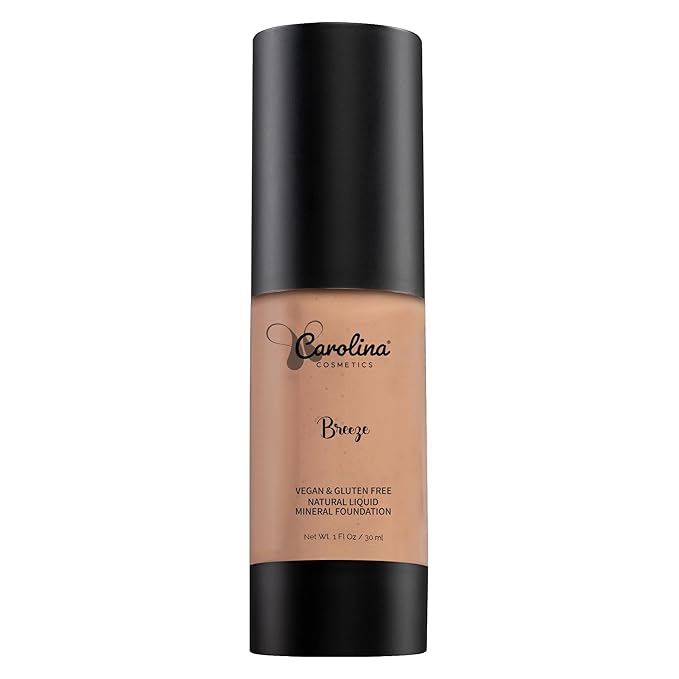 Foundation in Breeze Shade Plant-Based - Hydrating, Pore-Minimizing & Buildable Coverage - Vegan, Non-GMO, Paraben-Free - 1oz