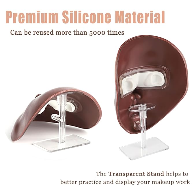 Makeup Mannequin Face - Silicone Head with Makeup Kit, Brushes & Bag for Practicing Skills or Gifts