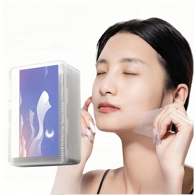 Hypoallergenic Stretchable Cotton Pads 200 Count - Moisturizing Facial Makeup Remover Pads for Sensitive Skin, Plastic Case