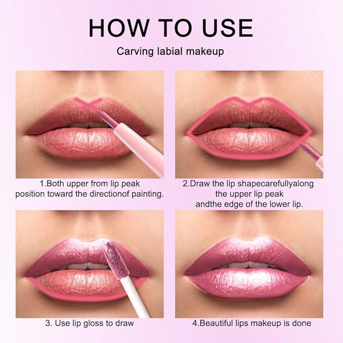 Kaely 2-in-1 Mauve Pink Metallic Lipstick and Lip Liner, Shimmer Liquid Metallic Lipsticks for Women, Glitter Lip Gloss Stain Long Lasting Waterproof Smudge Proof 24 Hour, Vegan Makeup, 12