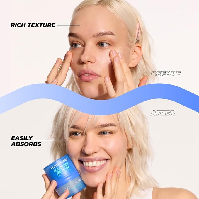 Vitamasques Barrier Cream Hydrating Moisturizer for Face – Korean Skin Barrier Repair Cream with Ceramides & Panthenol, Nourishing Korean Skincare for Smooth & Healthy Complexion, 1.69 fl oz