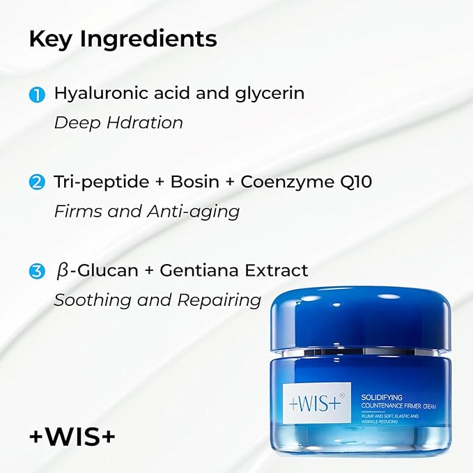 +WIS+ 6X Peptide Collagen Booster Cream, Peptide Moisturizer, Anti Aging Firming Face Cream with Hyaluronic Acid for All Skin Types, Safe on Sensitive Skin (1.76 fl.oz)