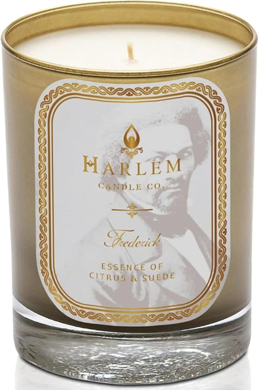 HARLEM CANDLE CO. Frederick - Luxury Scented Soy Candle, 11 oz - 80-Hour Burn Time | Bergamot, Yuzu, Cardamom, Suede, Sandalwood | Scented Candles for Home