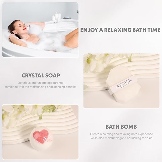 Birthday Gift Baskets for Women, Relaxing Spa Gift Set for Women, Care Package Get Well Soon Box for Her, Mom, Sister, Wife, Daughter, Friend, Gift Idea for Mother's Day, Christmas