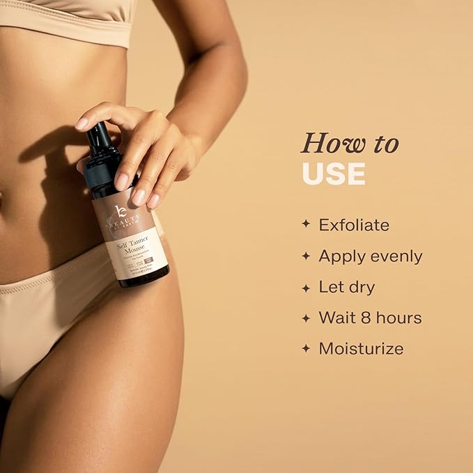 Self Tanner Mousse - USA Made with Natural & Organic Ingredients, Self Tanning Mousse Foam for Ultra Dark Fake Tan, Non Toxic Sunless Tanner for Darkest Streak Free Finish & Natural Looking Tan