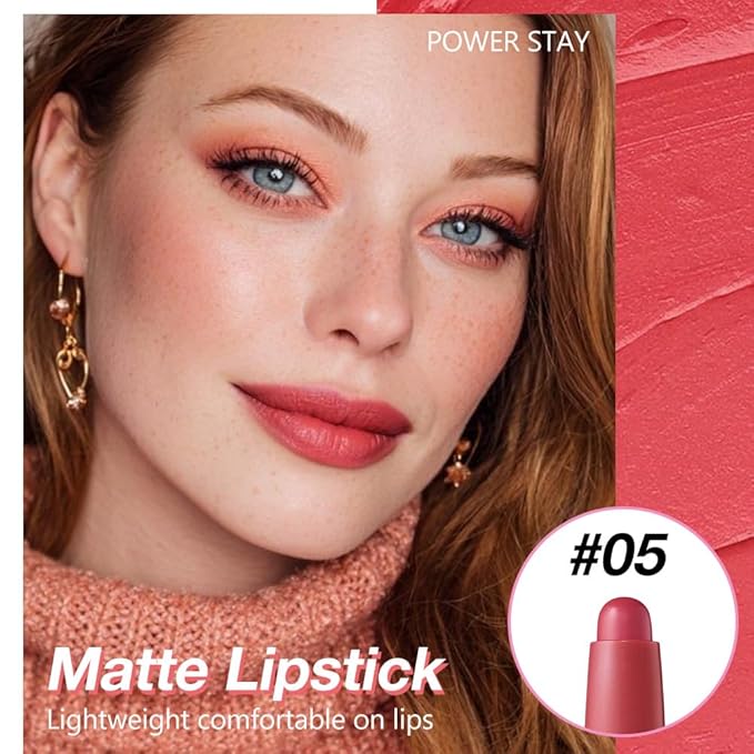 Coral Red Matte Lipstick Crayon for Women, Long Lasting Waterproof Velvet Lip Liner Pencil, High Pigment Creamy Lipstick, Longwear Non-Drying Lip Makeup Cruelty-free 24 Hours Original, 05#