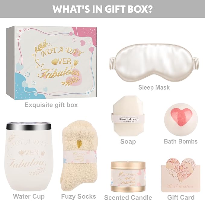 Birthday Gift Baskets for Women, Relaxing Spa Gift Set for Women, Care Package Get Well Soon Box for Her, Mom, Sister, Wife, Daughter, Friend, Gift Idea for Mother's Day, Christmas