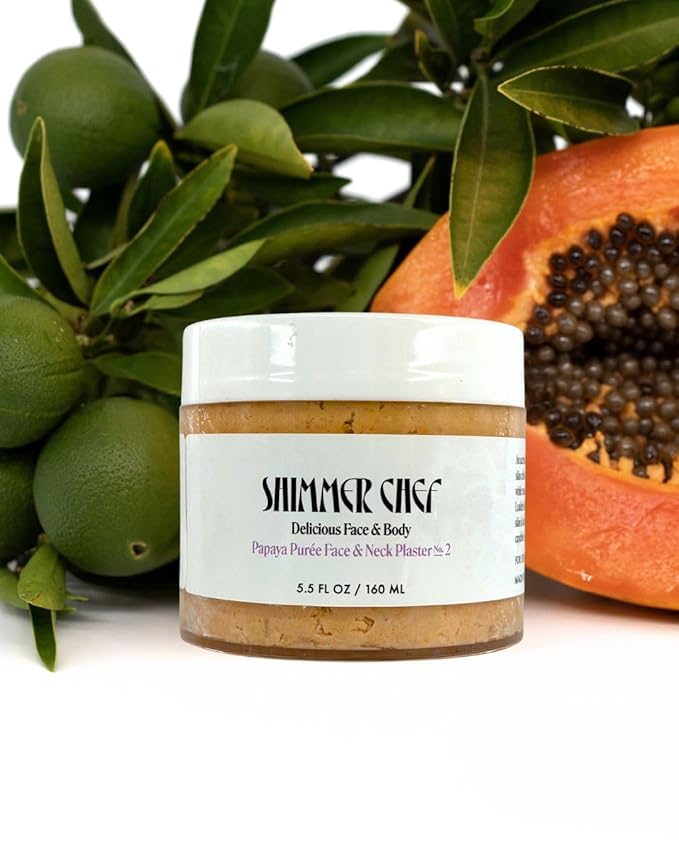SHIMMER CHEF Papaya Purée Face & Neck Plaster | Botanical Skin-to-Mind Mask | Revitalizes & Fortifies Complexion with Vitamins A, C & E | Exotic Bouquet Uplifts Mood | 5.5 oz