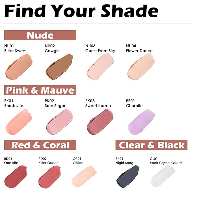 FOCALLURE Moisturizing Lipstick,Color Changing Tinted Lip Balm,Hydrating PH Lip Balm with Creamy Texture,Long Lasting High Pigmented Lip Stain,Charoite