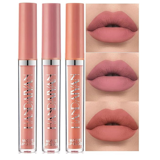 BestLand 3Pcs Matte Liquid Lip Lipstick Set for Women - 24H Transfer-Proof, Moisturizing & Non-Sticky I Warm Nude, Dusty Pink, Soft Coral I Vegan + Cruelty-Free for Daily & Party
