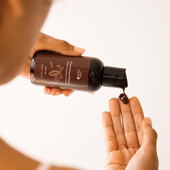 100% PURE Cocoa Cream Face Cleanser Moisturizing Wash for Women & Men Natural Hydrating Soap with Antioxidants & Caffeine - Cleanse Pores & Detoxify Vegan Makeup Remover - 3.4oz